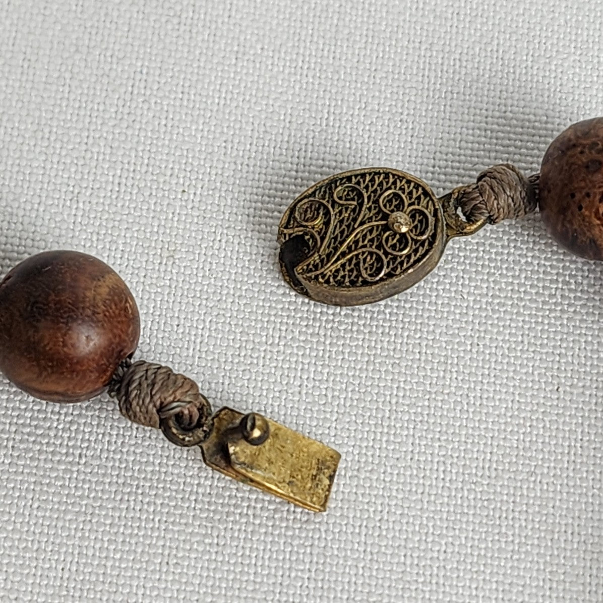 Vintage Carved Wood Beaded Necklace