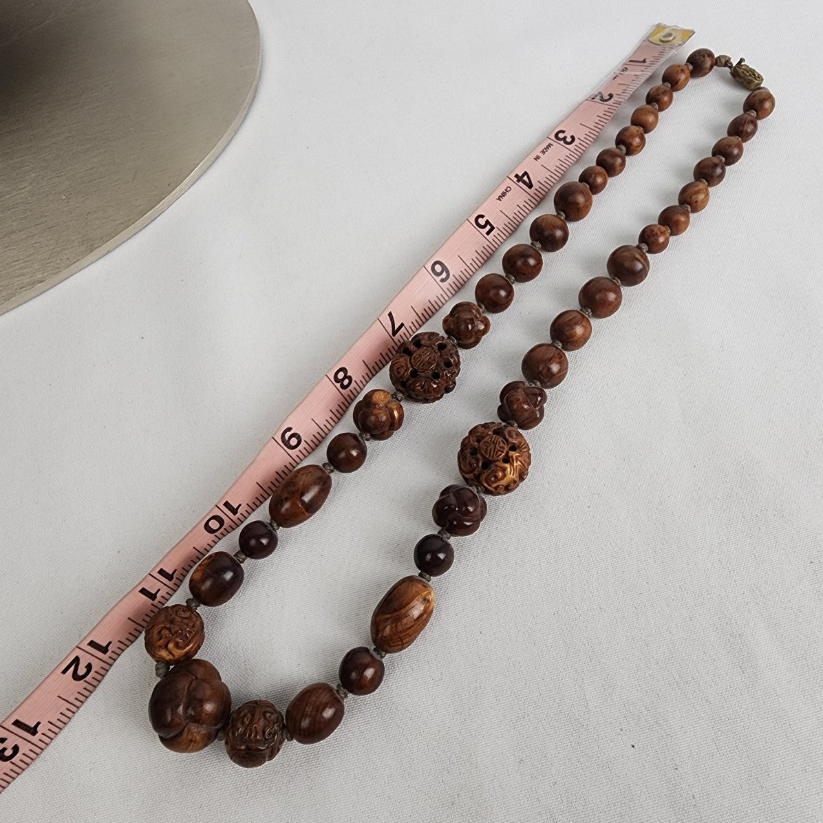 Vintage Carved Wood Beaded Necklace