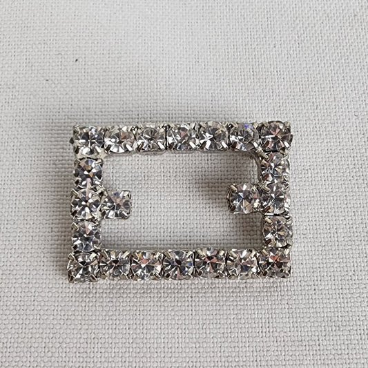 Vintage Silver Tone Square Brooch