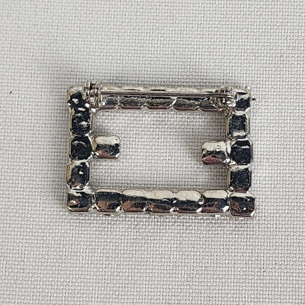 Vintage Silver Tone Square Brooch