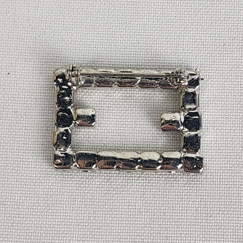 Vintage Silver Tone Square Brooch