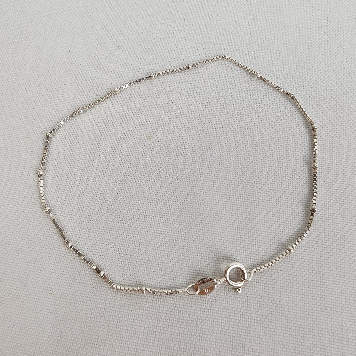 Italy 925 Sterling Silver Box Chain Anklet