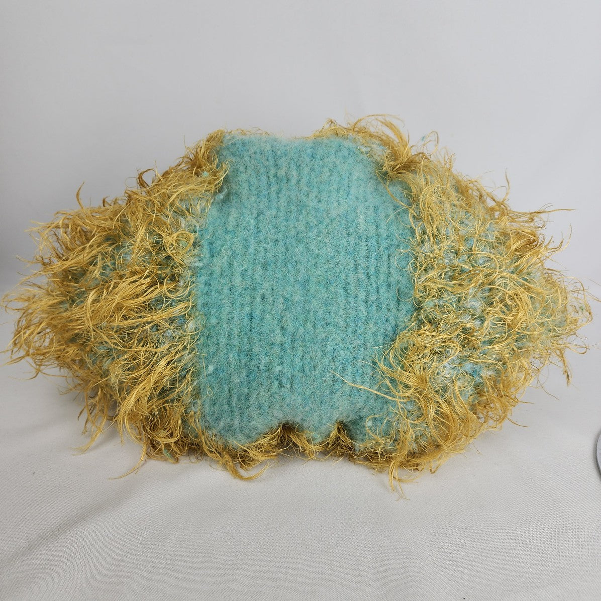 Hand knit Wool Aqua Eyelash Knit Satchel Purse