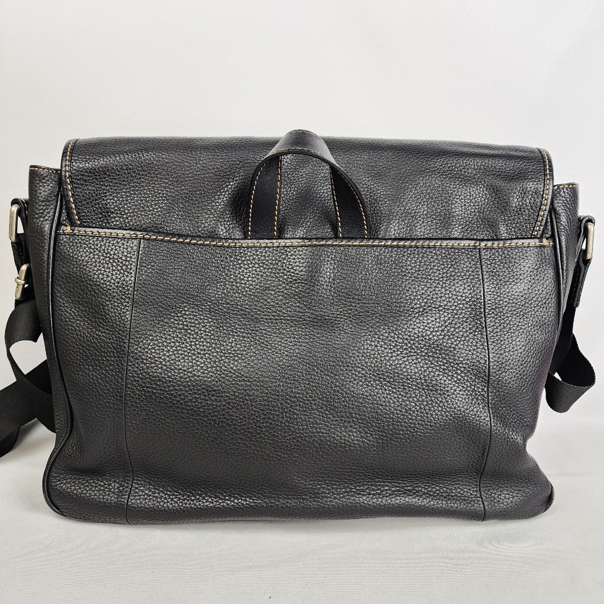 Fossil Black Leather Computer Messenger Bag