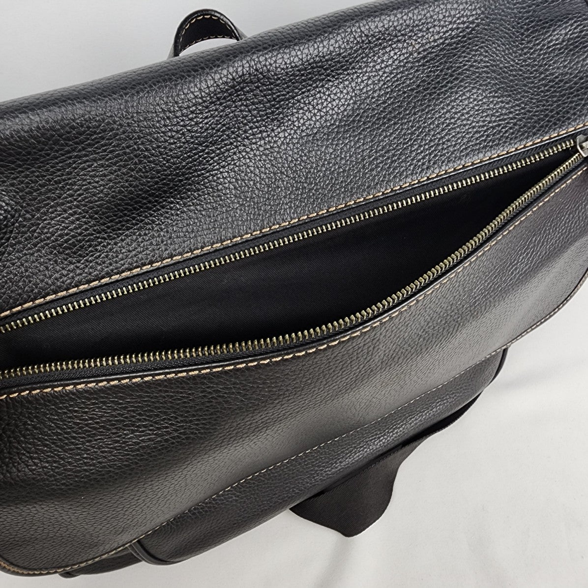 Fossil Black Leather Computer Messenger Bag