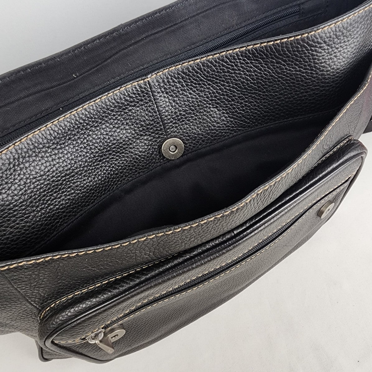 Fossil Black Leather Computer Messenger Bag