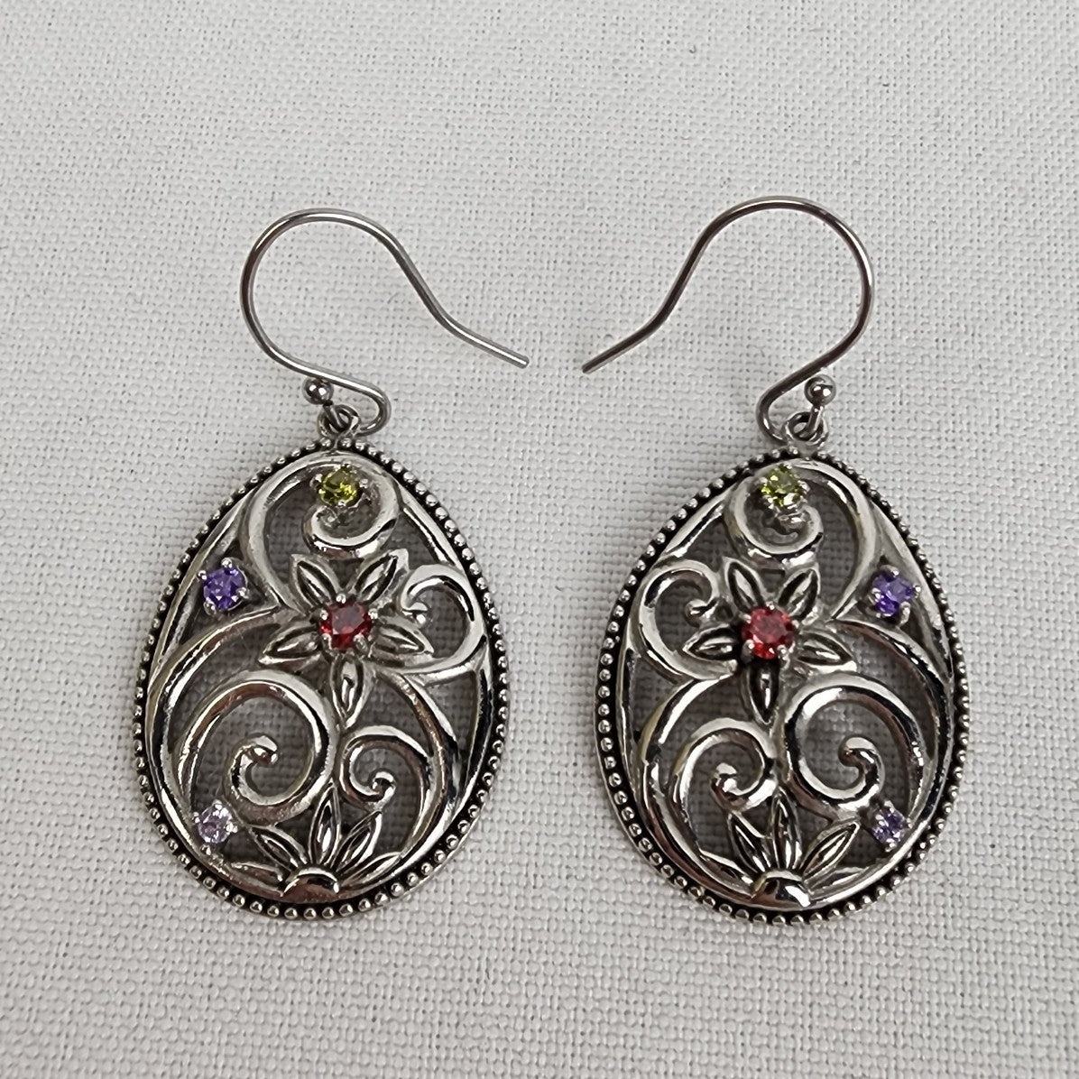 Sterling Silver Floral Drop Earrings