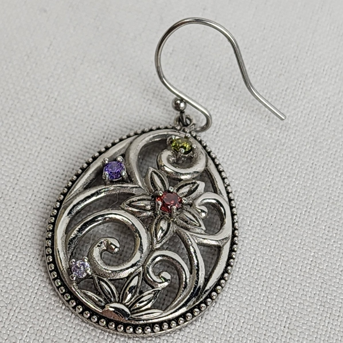 Sterling Silver Floral Drop Earrings