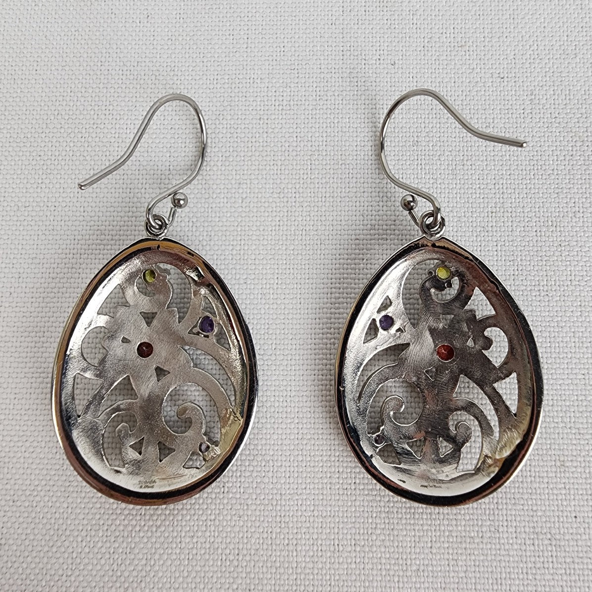 Sterling Silver Floral Drop Earrings