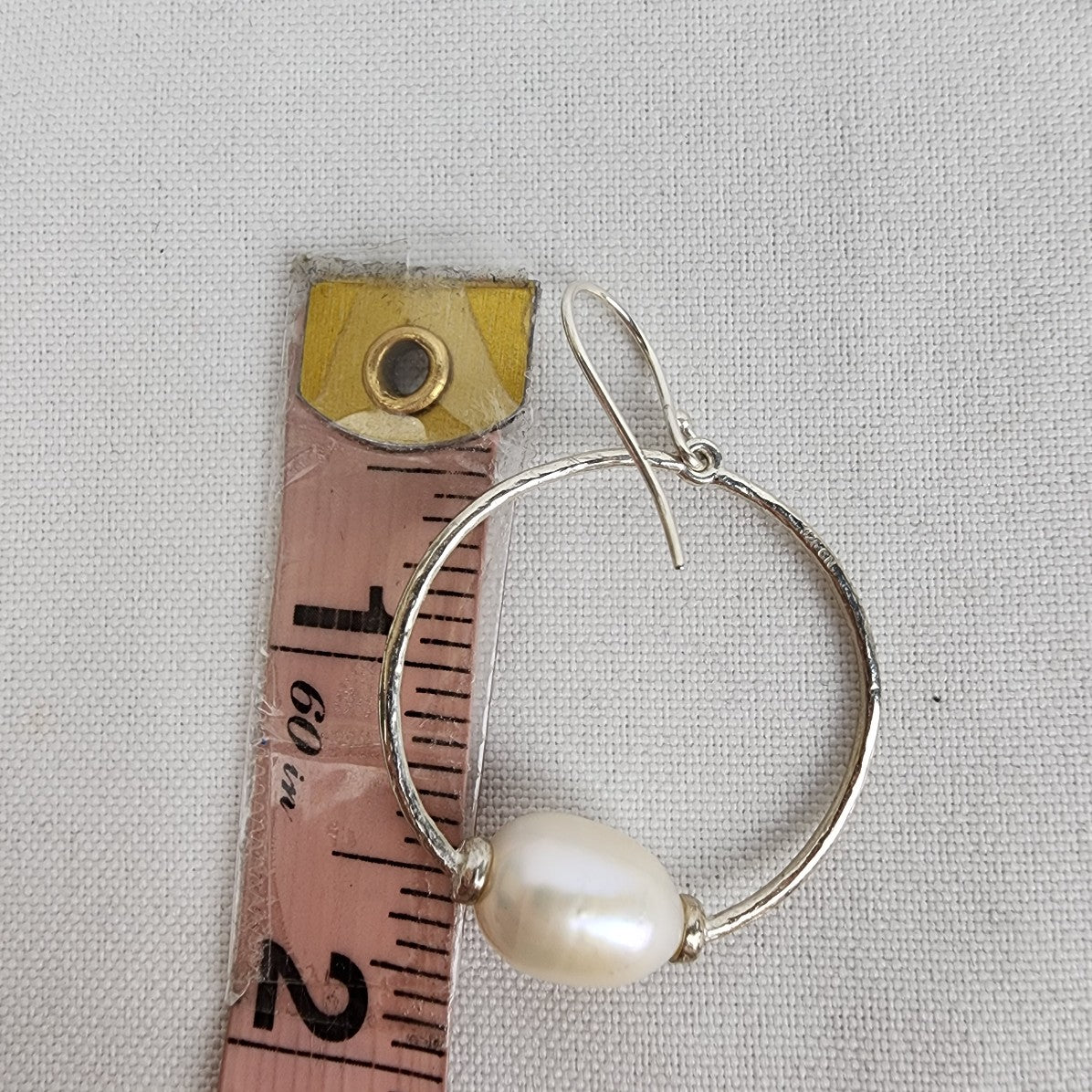 925 Sterling Silver Pearl Hoop Earrings