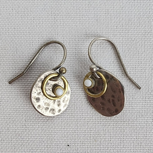 Silpada 925 Sterling Silver Bronze River Shell Dangle Earrings