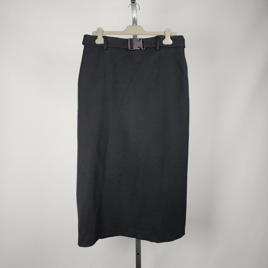 Vintage Steilmann Black Belted Knit Maxi Skirt Size L