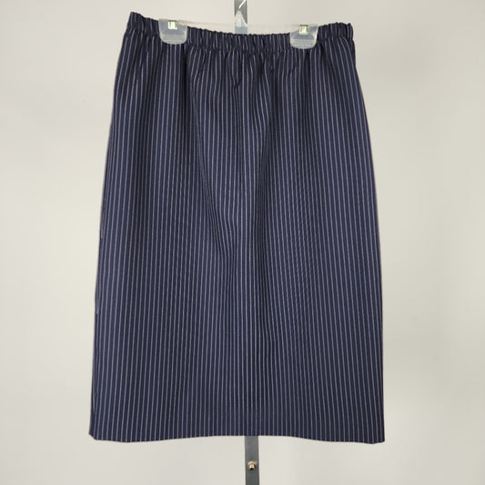 Vintage Navy Pin Stripped Midi Skirt Size 12