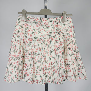 Mink pink Cream Flower Red & Green Mini Skirt Size M