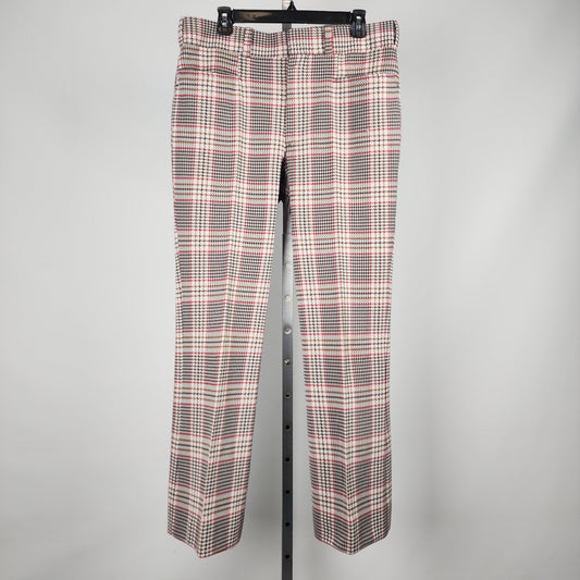 Vintage Riviera Slacks Red Hounds Tooth Wide Leg Pants Size L