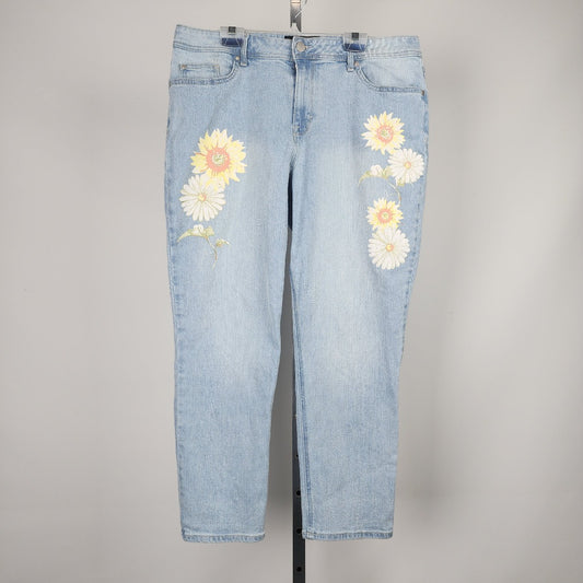 Jordache Slim Boyfriend Jean Sunflower Denim Jeans Size 14