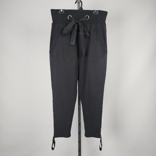 Link Black Cotton Spell Out Sweat Pants Size L