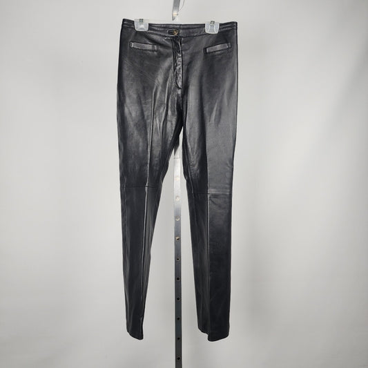 Vintage Boutique Of Leathers Black Leather Straight Leg Pants Size 29