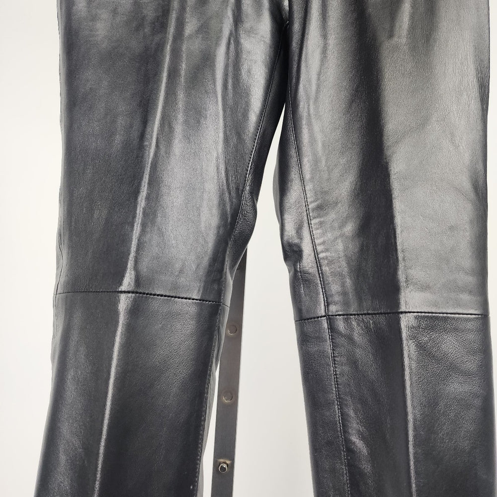 Vintage Boutique Of Leathers Black Leather Straight Leg Pants Size 29