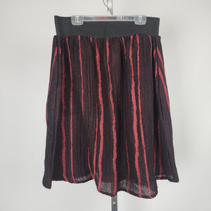 Red & Black Knit Flared Skirt Size L