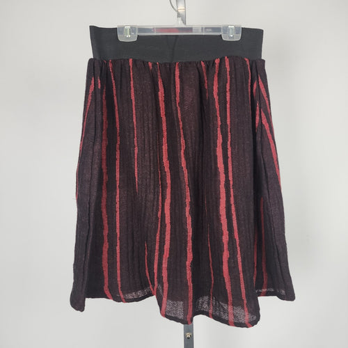 Red & Black Knit Flared Skirt Size L