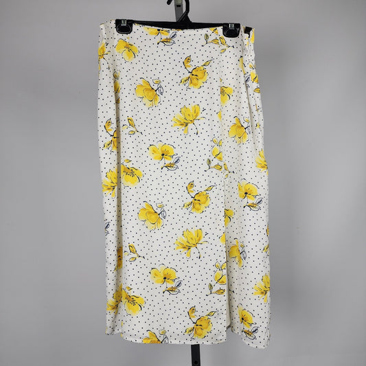 Abercrombie & Fitch Yellow Floral Midi Skirt Size XL