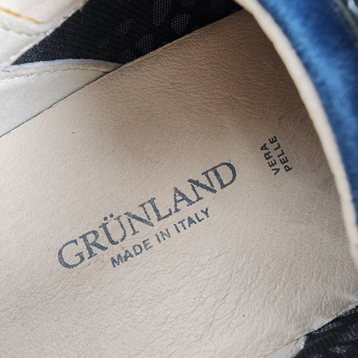 Grunland Made in Italy Blue Leather Lace Up Sneakers Size 6