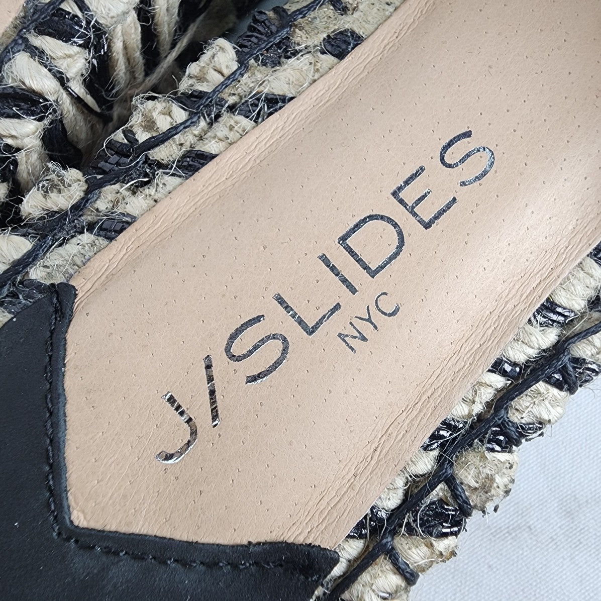 J/Slides NYC Black Platform Tassel Slides Size 6