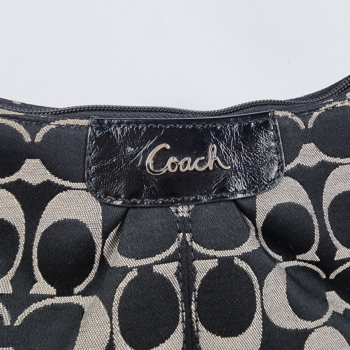 Coach Ashley Monogram Black Patent Leather Trim Crossbody