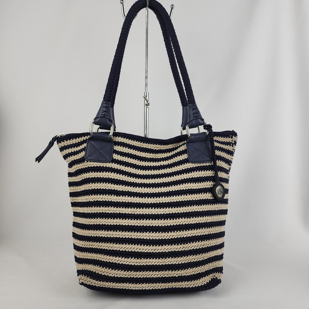 The Sac Blue & White Crochet Tote Purse