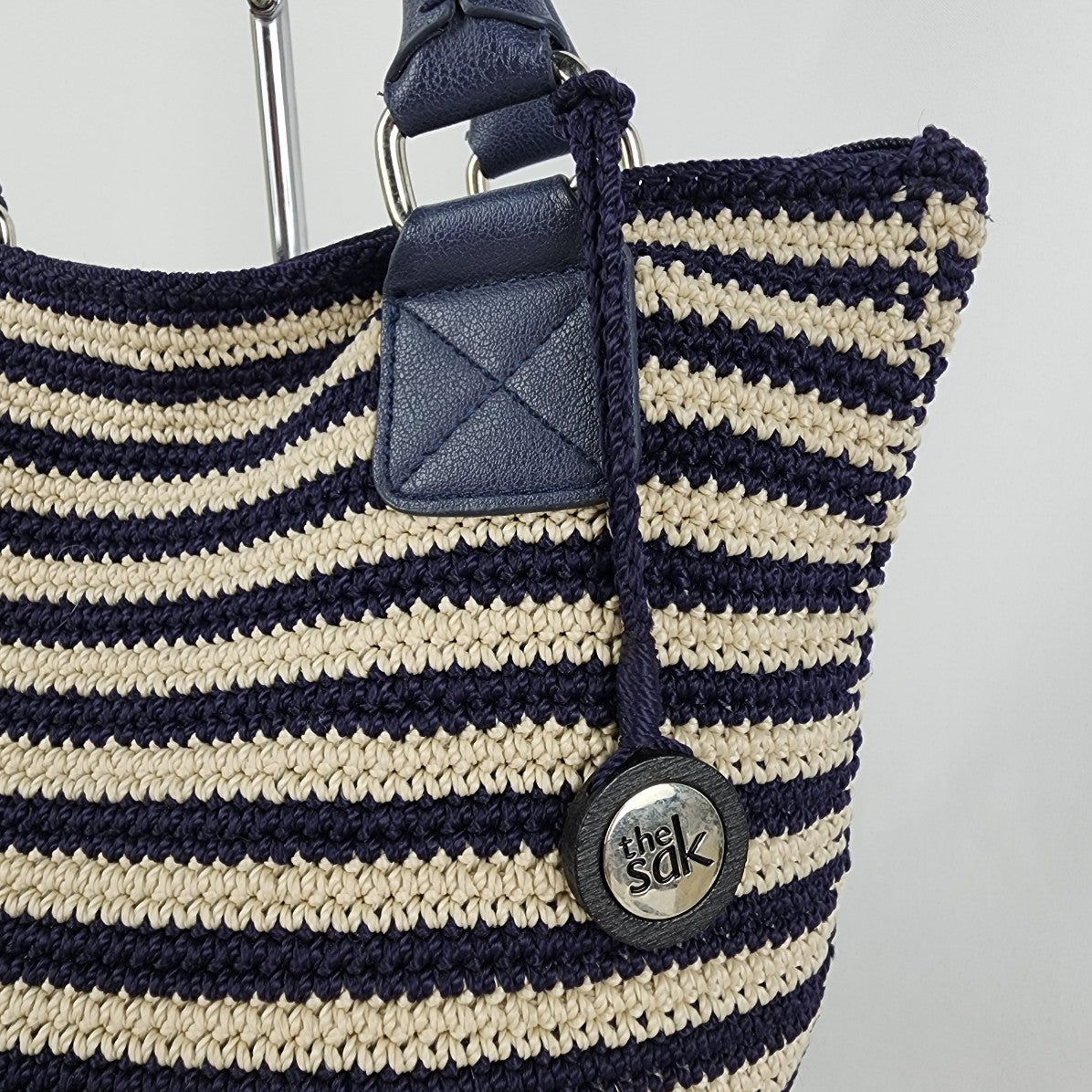 The Sac Blue & White Crochet Tote Purse