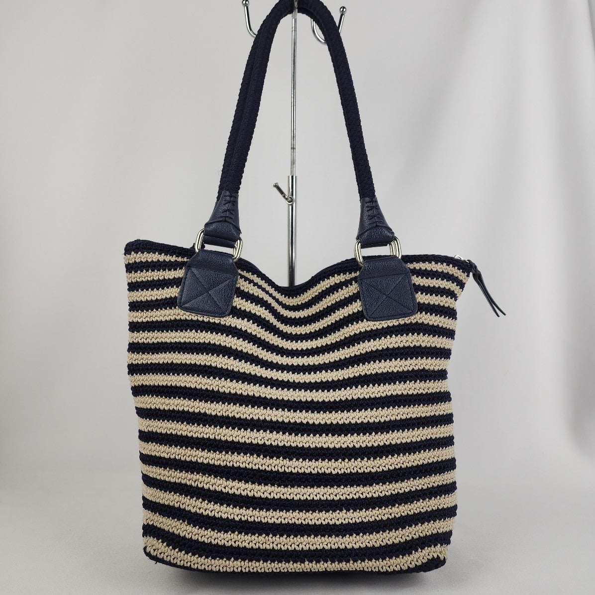 The Sac Blue & White Crochet Tote Purse