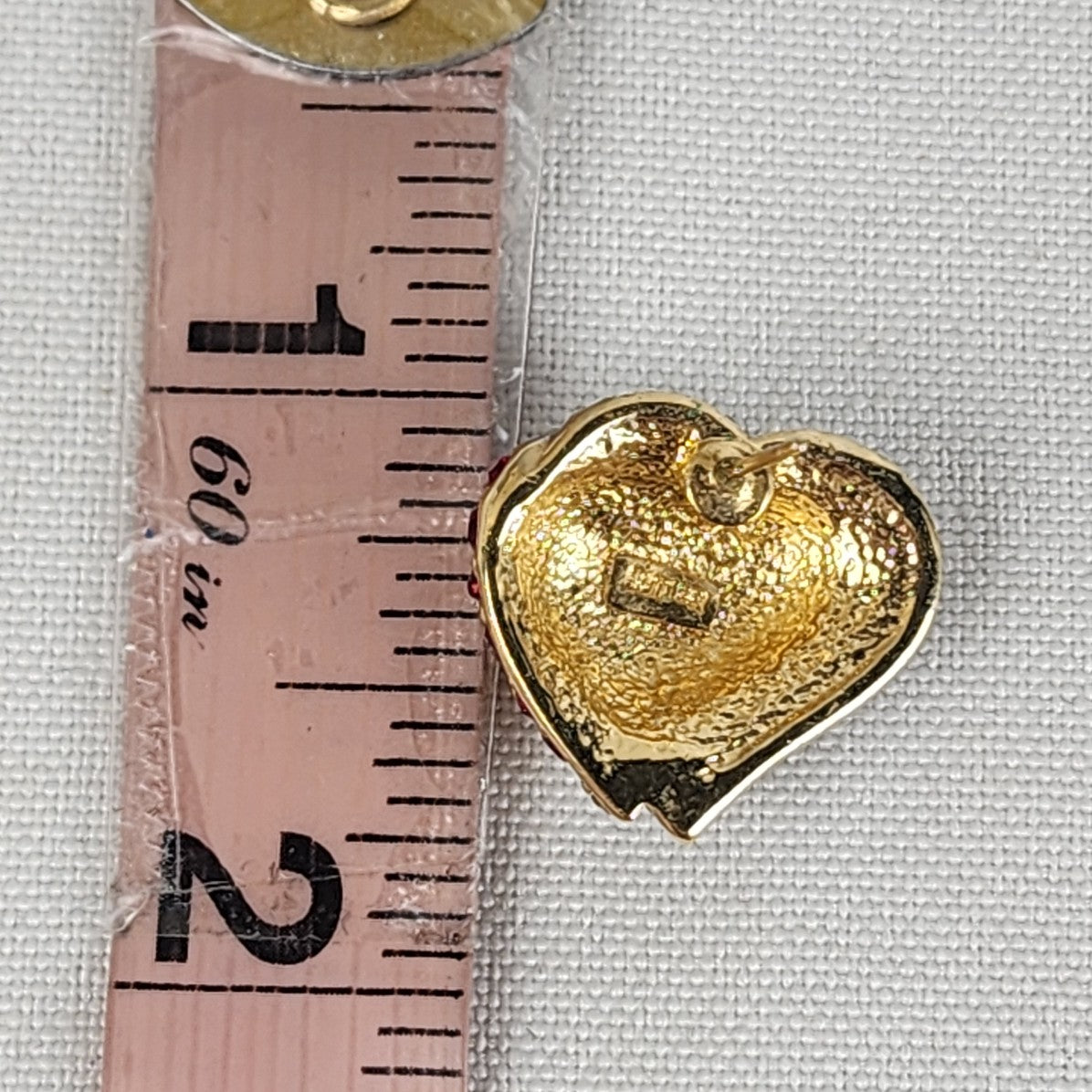 Butler Red Rhinestone Gold Tone Heart Earrings