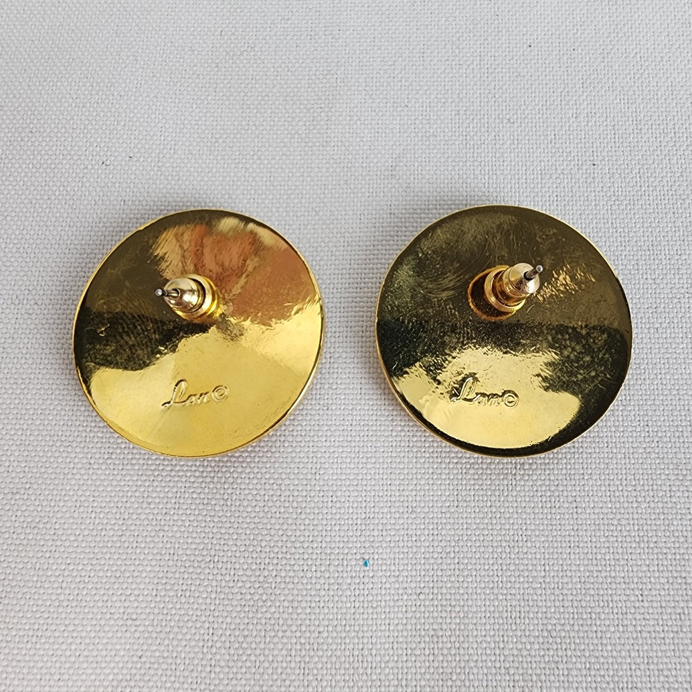 Vintage Lan Multi Colored Enamel Floral Post Earrings