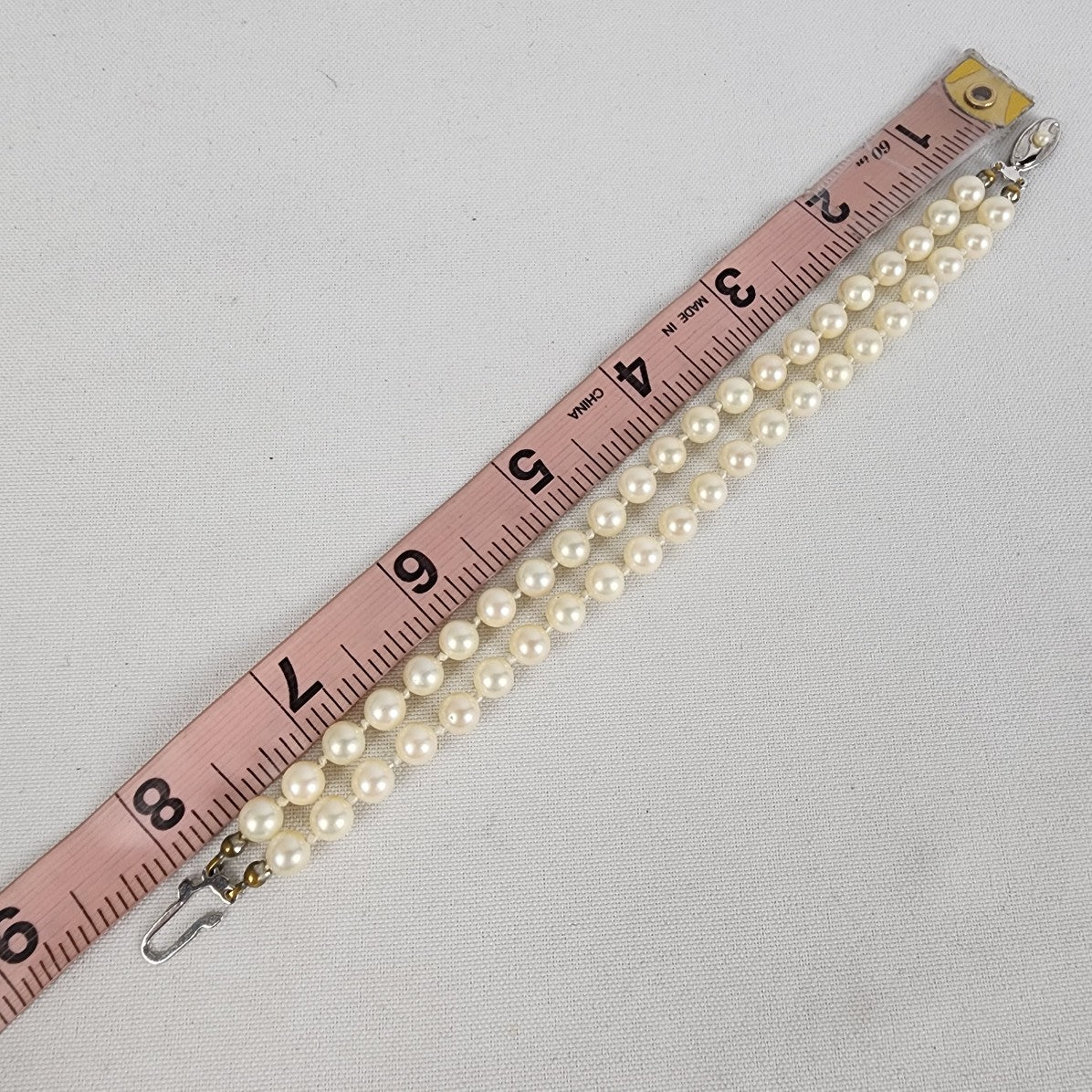 Vintage Faux Pearl Cream Beaded Knotted Bracelet