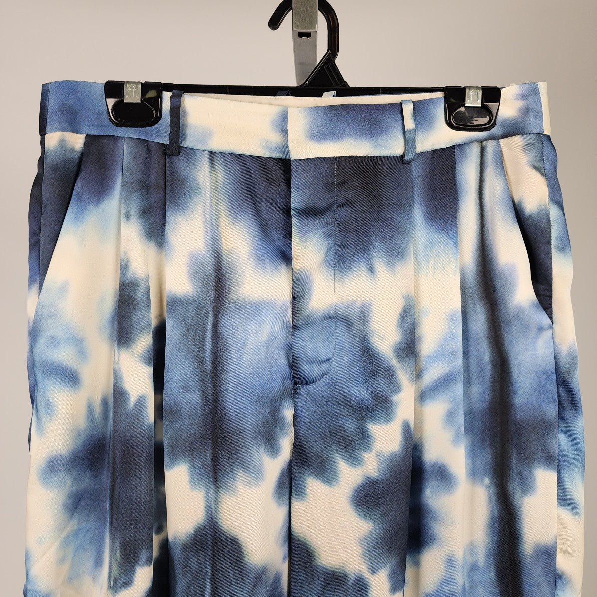 Zara Blue Tie Dye Silky Wide Leg Pants Size L