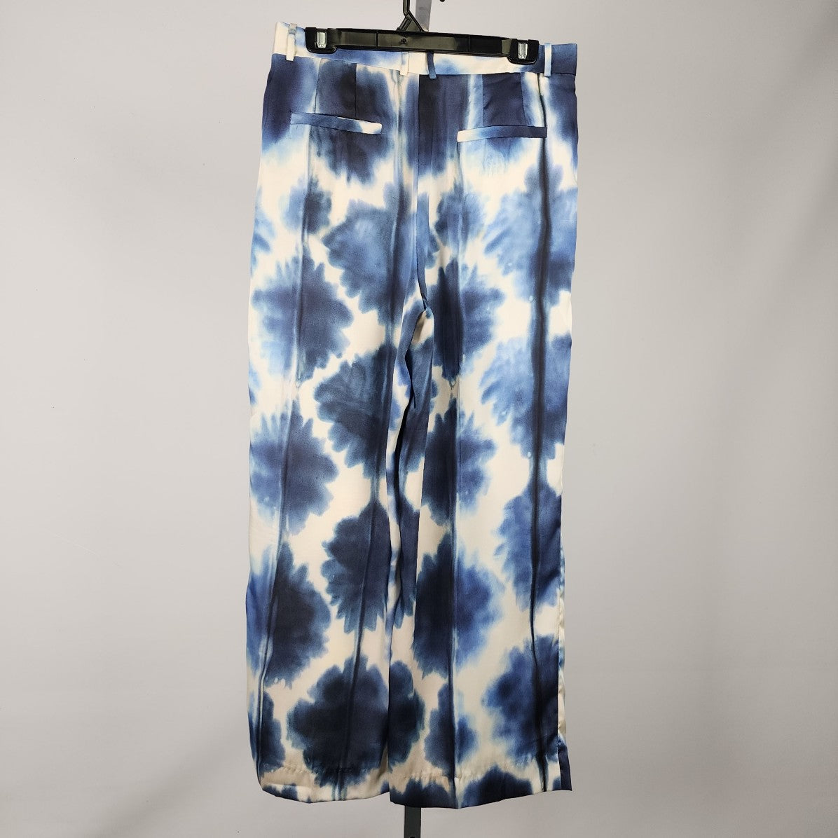 Zara Blue Tie Dye Silky Wide Leg Pants Size L