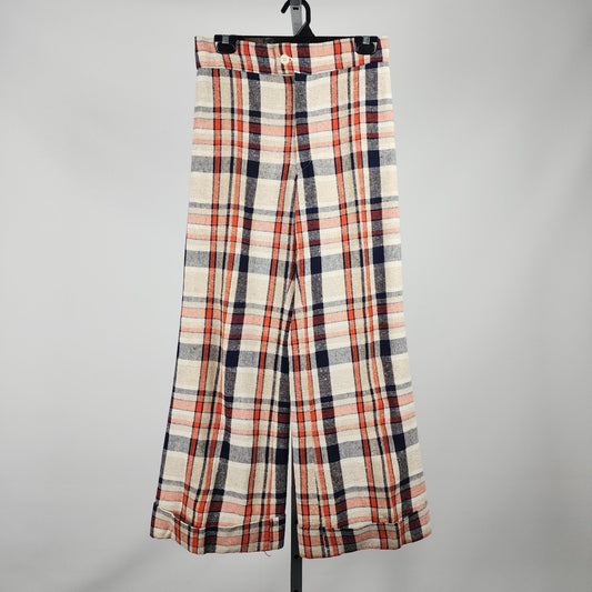 Vintage Orange Plaid Wide Leg Grandpa Pants Size M