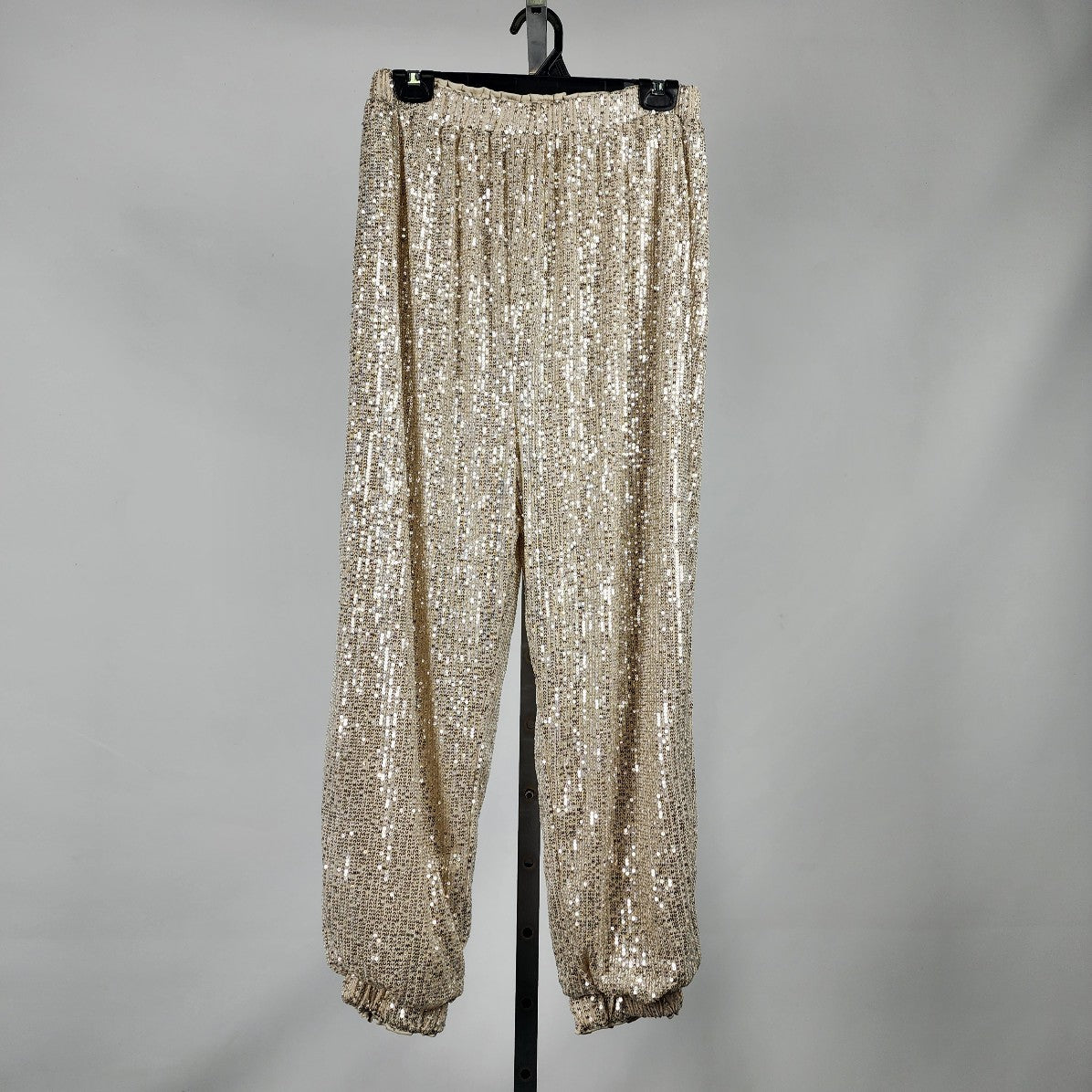 She & Sky Cream Sequined Jogger Pants Size M