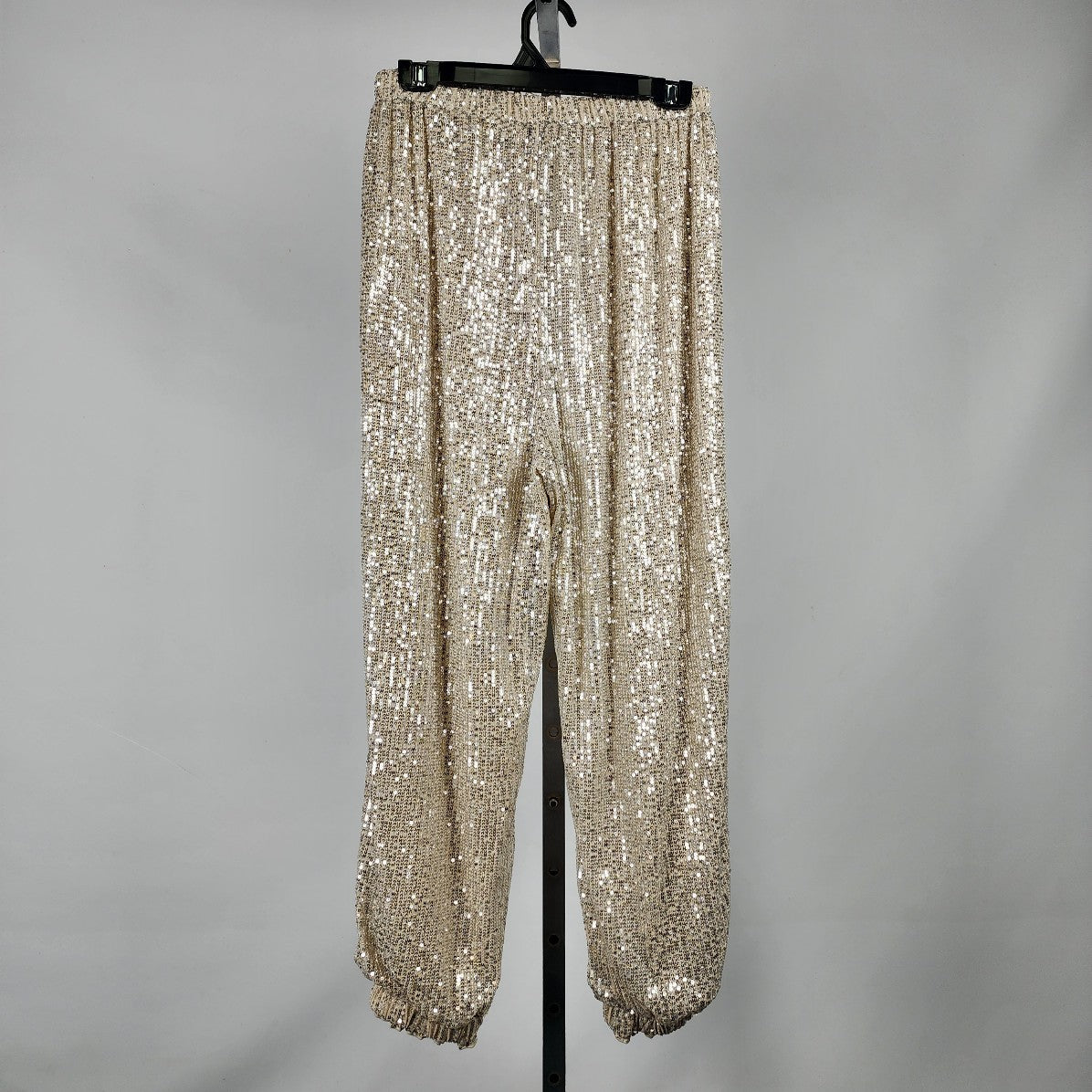 She & Sky Cream Sequined Jogger Pants Size M