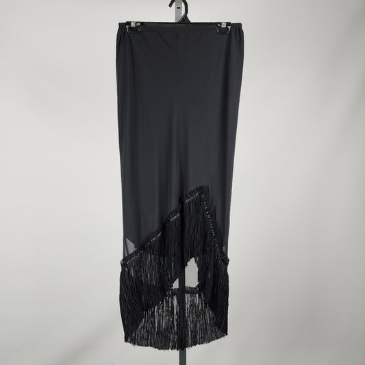 Genevieve Collection Black Asymmetrical Maxi Skirt Size 8