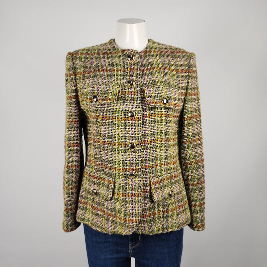 Vintage Kemas Green Tweed Jacket Blazer Size 2