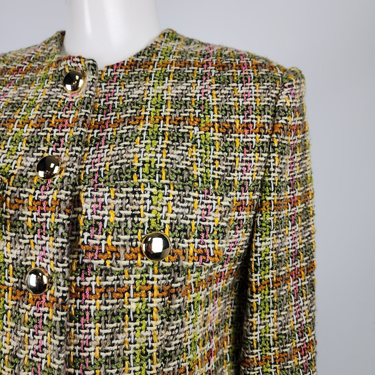 Vintage Kemas Green Tweed Jacket Blazer Size 2