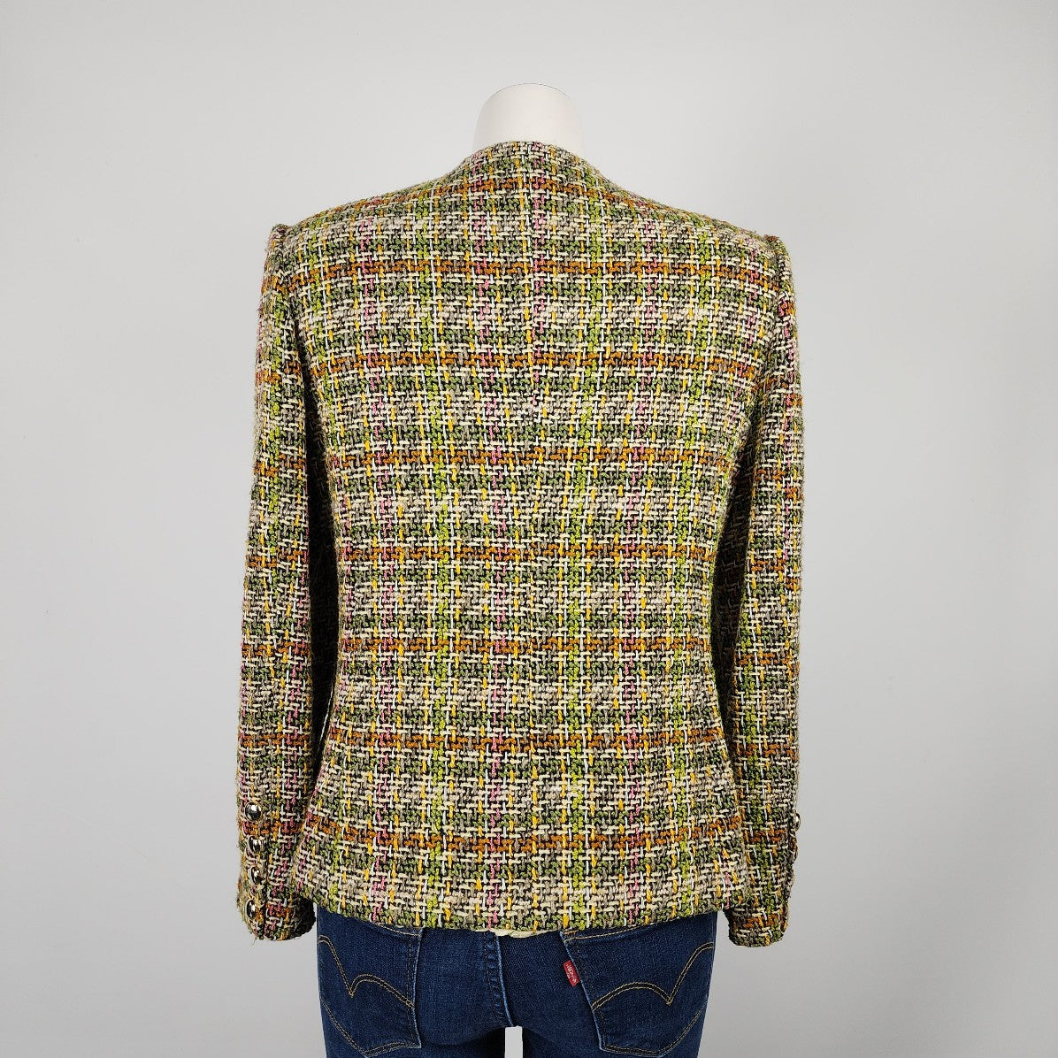 Vintage Kemas Green Tweed Jacket Blazer Size 2