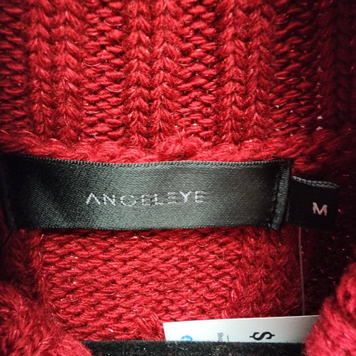 Angel Eye Red Cable Knit Turtle Neck Sweater Size M