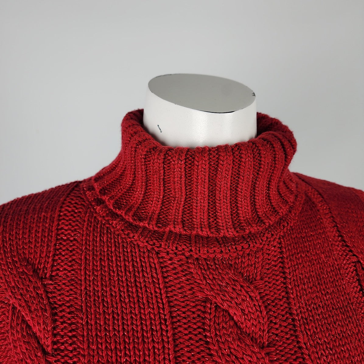 Angel Eye Red Cable Knit Turtle Neck Sweater Size M