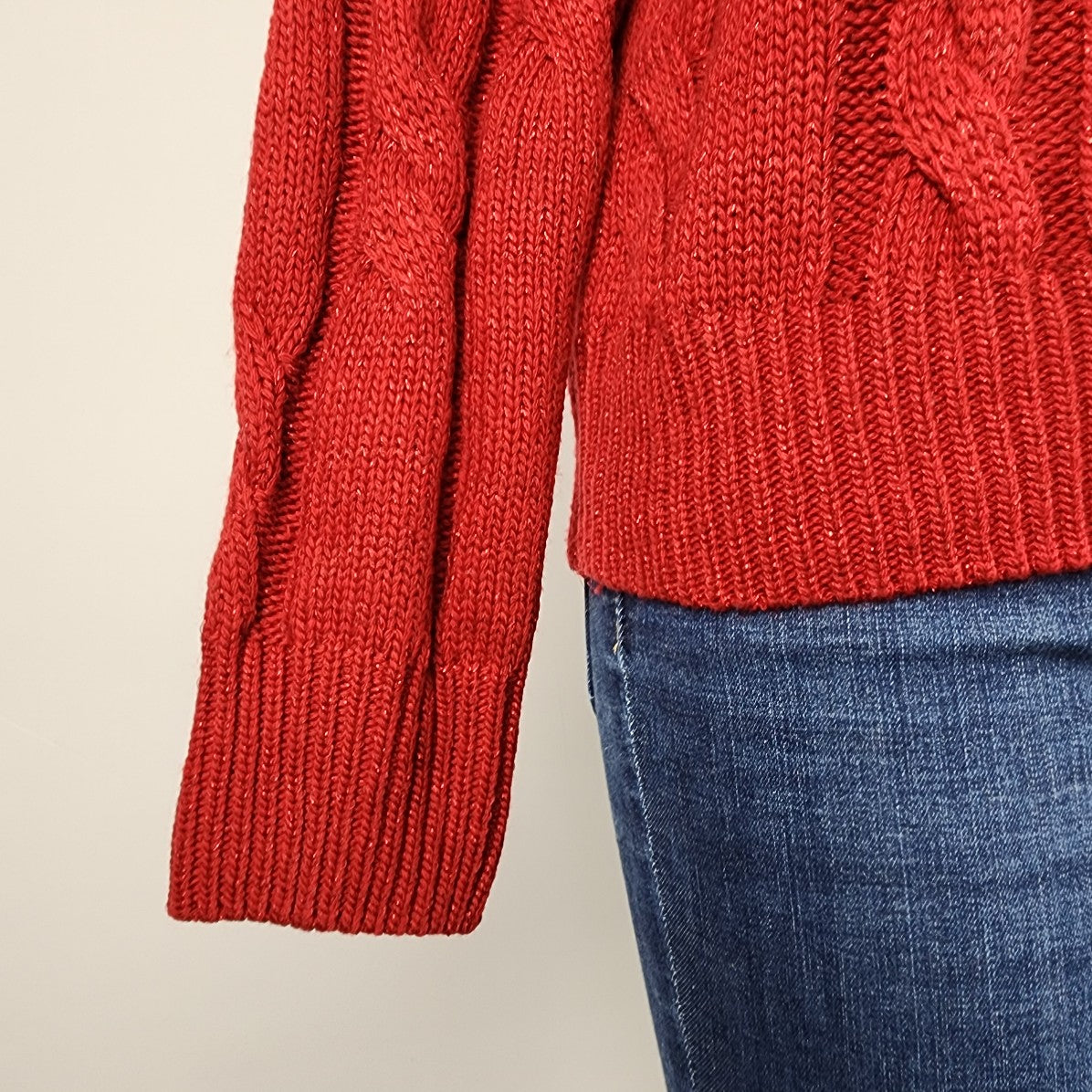 Angel Eye Red Cable Knit Turtle Neck Sweater Size M