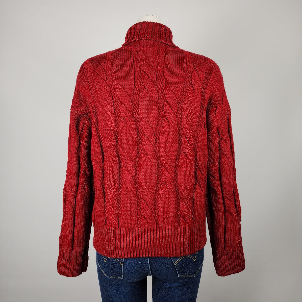 Angel Eye Red Cable Knit Turtle Neck Sweater Size M