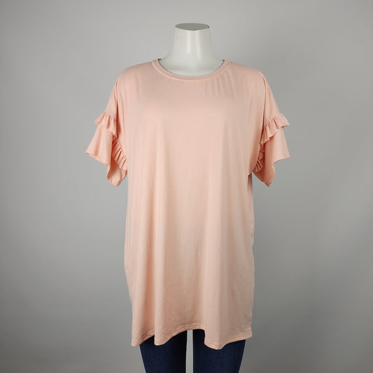 Reborn J Soft Pink Ruffle Short Sleeve Top Size XL