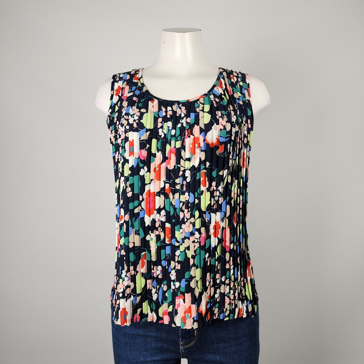 Tommy Hilfiger Colorful Pleated Sleeveless Top Size M